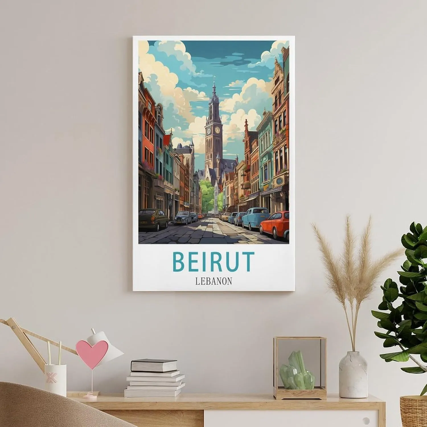 Beirut Lebanon Travel Poster Print Canvas Wall Art for Bedroom Living Room HD Print Posters 16x24inch(40x60cm)