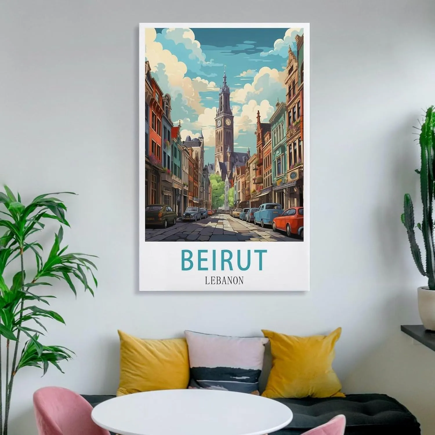Beirut Lebanon Travel Poster Print Canvas Wall Art for Bedroom Living Room HD Print Posters 16x24inch(40x60cm)