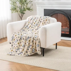 Berkshire Blanket Peanuts® VelvetLoft® Cute Character Snoopy Plush Throw Blanket,Peanuts Woodstock Snoopy Spring Frolic Large Canvas,Throw 55 in x 70 in (Official Peanuts® Product)