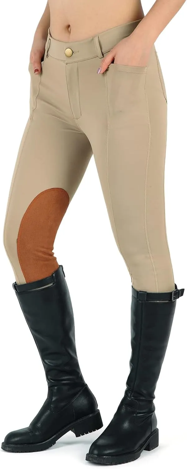 beroy Horse Riding -Pants Women Equestrian-Breeches - Ladies Training Horseback Riding Tights Full Seat Silicone Pockets