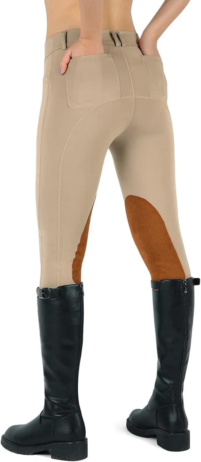 beroy Horse Riding -Pants Women Equestrian-Breeches - Ladies Training Horseback Riding Tights Full Seat Silicone Pockets