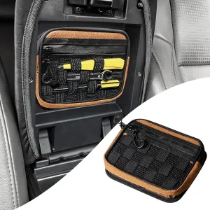 BESTAOO Center Console Hidden Organizer Bag Compatible with 2024 2025 Toyota Tacoma Interior Accessories Armrest Storage Secret Compartment Bag (Orange)