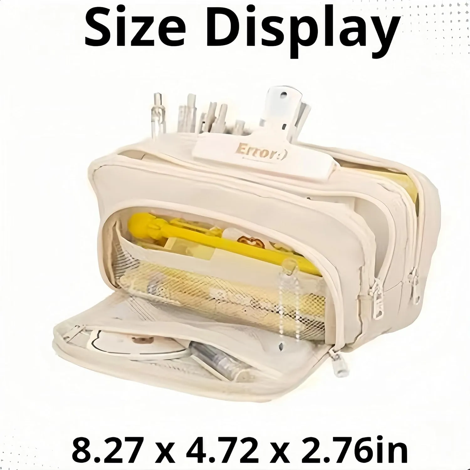 Big Capacity Pencil Case 3 Compartments Large Pencil Pouch Pen Bag Pencil Box Holder Organizer Simple Storage Aesthetic Stationery Cosmetic for Adults Men Women Office Essentials (Pink)