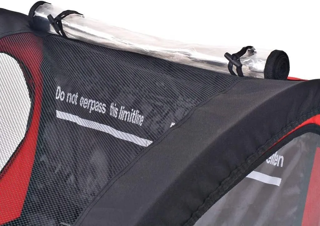 Bike Trailers Foldable Kids' Bicycle Trailer with Safety Flag, Reflectors ， Outdoor Recreation Cycling Bicycle Accessories Bicycle Trailers，Red and Black，Load 30 Kg