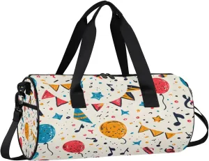 Birthdays Balloon Travel Gym Bag Waterproof Sport Dance Bag for Women Men Portable Gymnastics Duffel Bags Canvas Tote Carry on Handbag for Workout Overnight Weekender