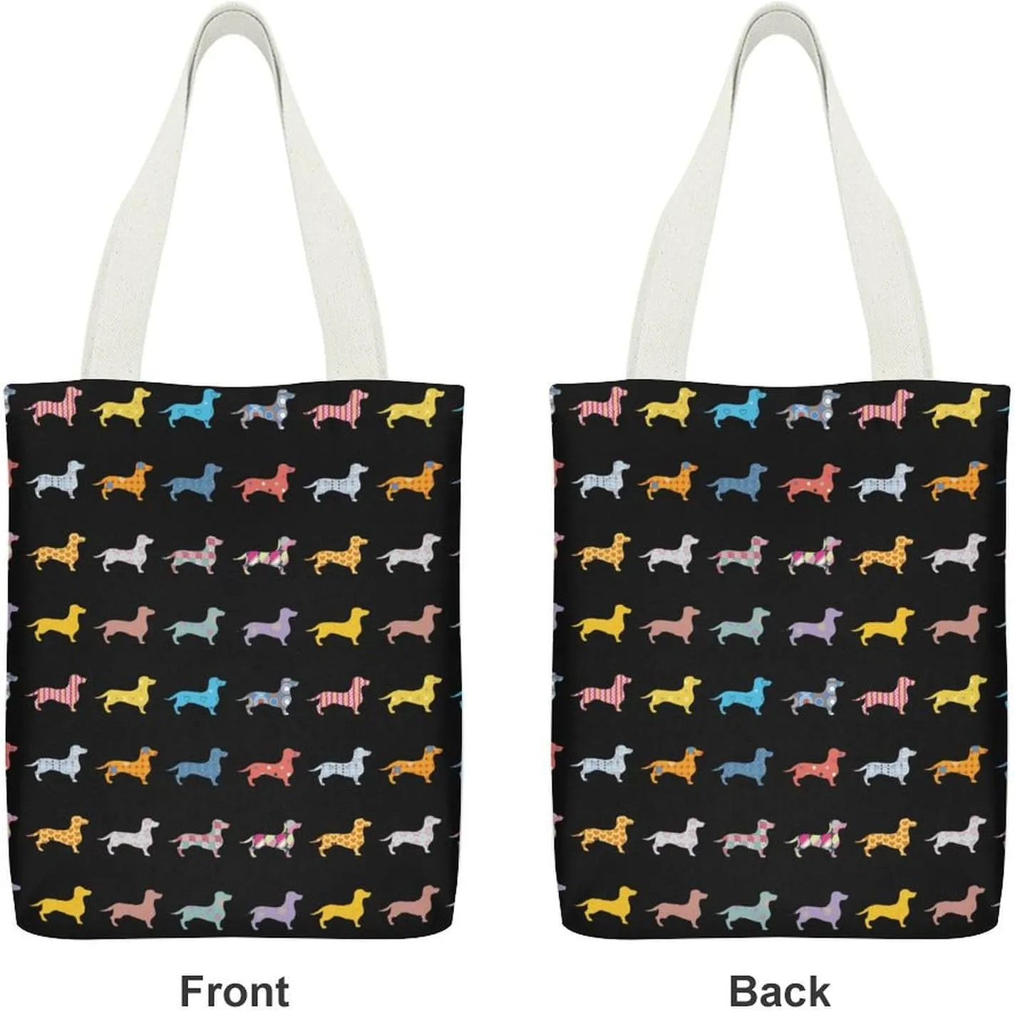 Black And White Piano Keys with Musical Notes Large Capacity Stylish Canvas Tote Bag