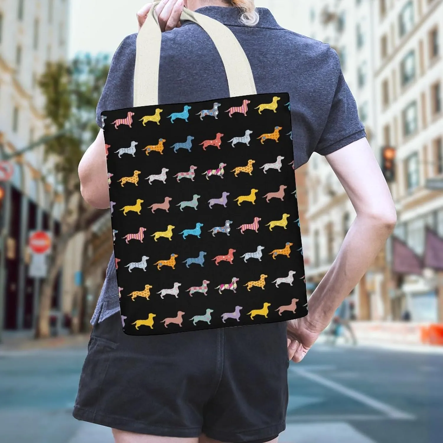 Black And White Piano Keys with Musical Notes Large Capacity Stylish Canvas Tote Bag