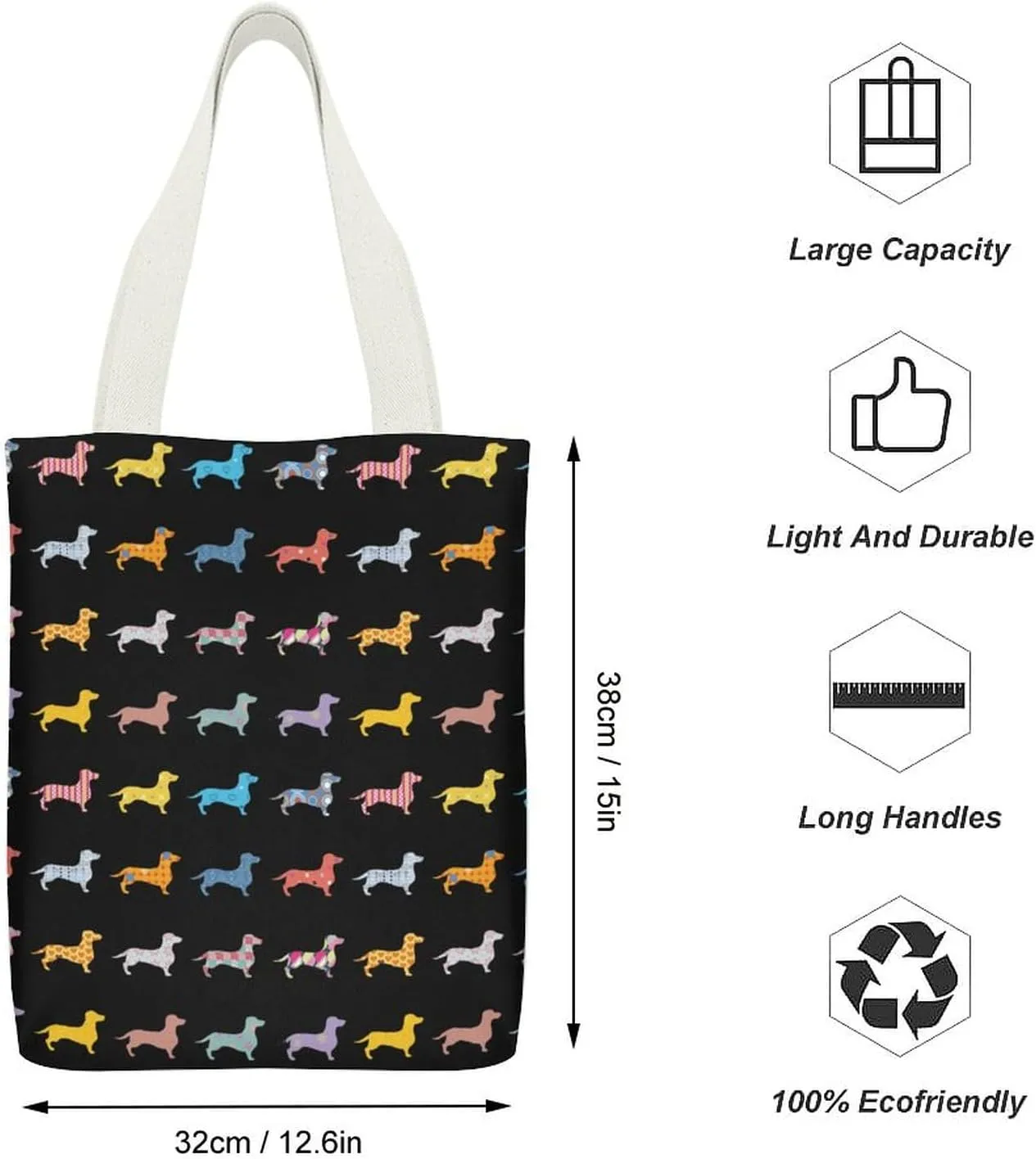 Black And White Piano Keys with Musical Notes Large Capacity Stylish Canvas Tote Bag