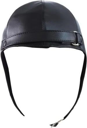 Black Leather Hood Masks Helmet Hollow Face Head Cover Masquerade Stage Props Headgear Aviator Hat Headhood Club Costume Party for Women Men