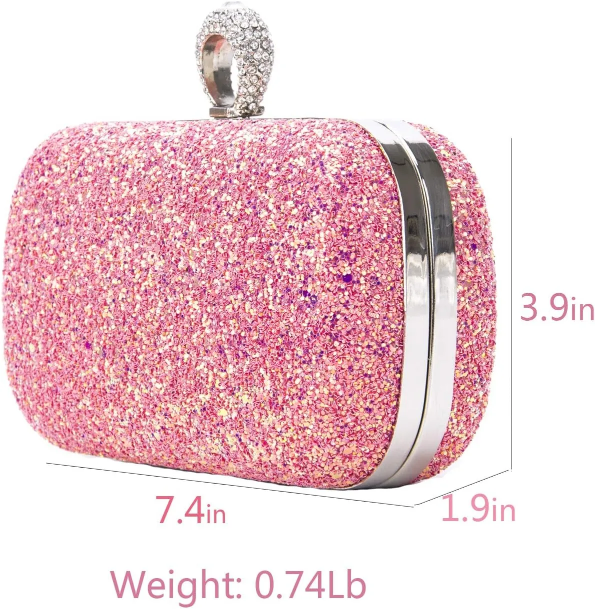 Black Pink Evening Bags Glitter And Clutches for Women Dance Wedding Party With Two Chain Strap