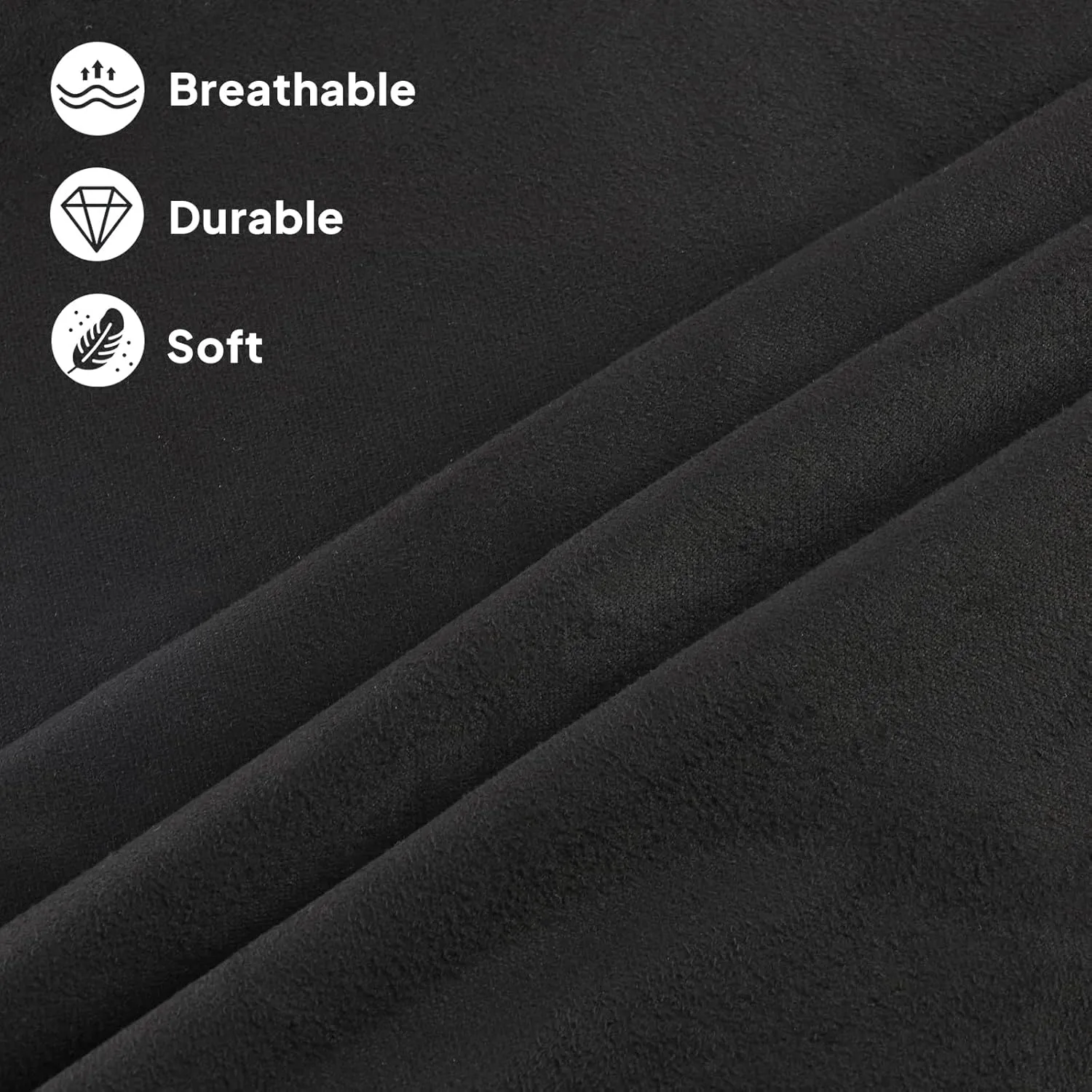 Black Suede Fabric Double-Side Upholstery Suede Material 64" Wide by 96" Soft Smooth for Cushion Sofa Pillows Repair, Car Headliner Replacement, Home Décor DIY Project