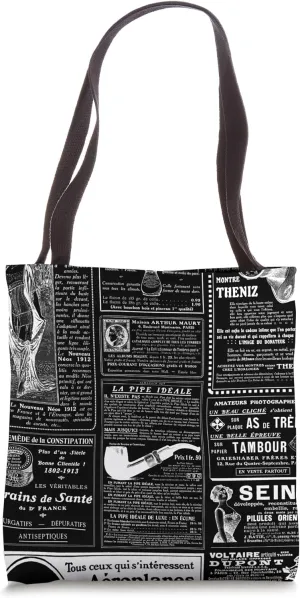 black white french antique newspaper victorian corset paris Tote Bag