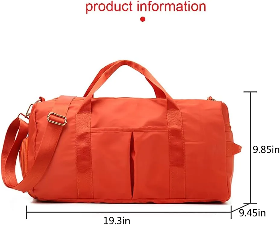 Blackwheel Sports Gym Bag With Shoe Bag Wet Bag Duffle Bag Waterproof Travel Bag for Women Cute Gym Bag Orange 29L
