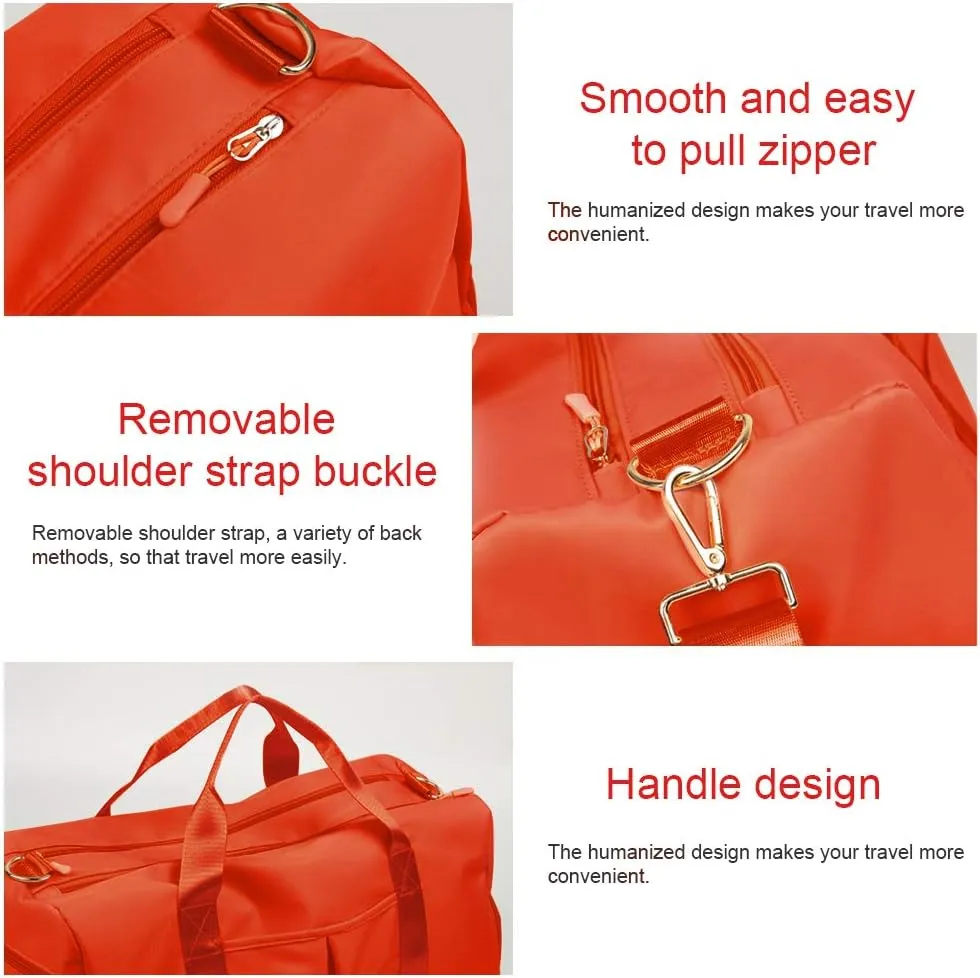Blackwheel Sports Gym Bag With Shoe Bag Wet Bag Duffle Bag Waterproof Travel Bag for Women Cute Gym Bag Orange 29L