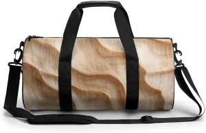 Blond Maple Wood Texture Travel Gym Bag for Women Men Cylindrical Duffle Bag Sport Workout Bag with Shoulder Strap