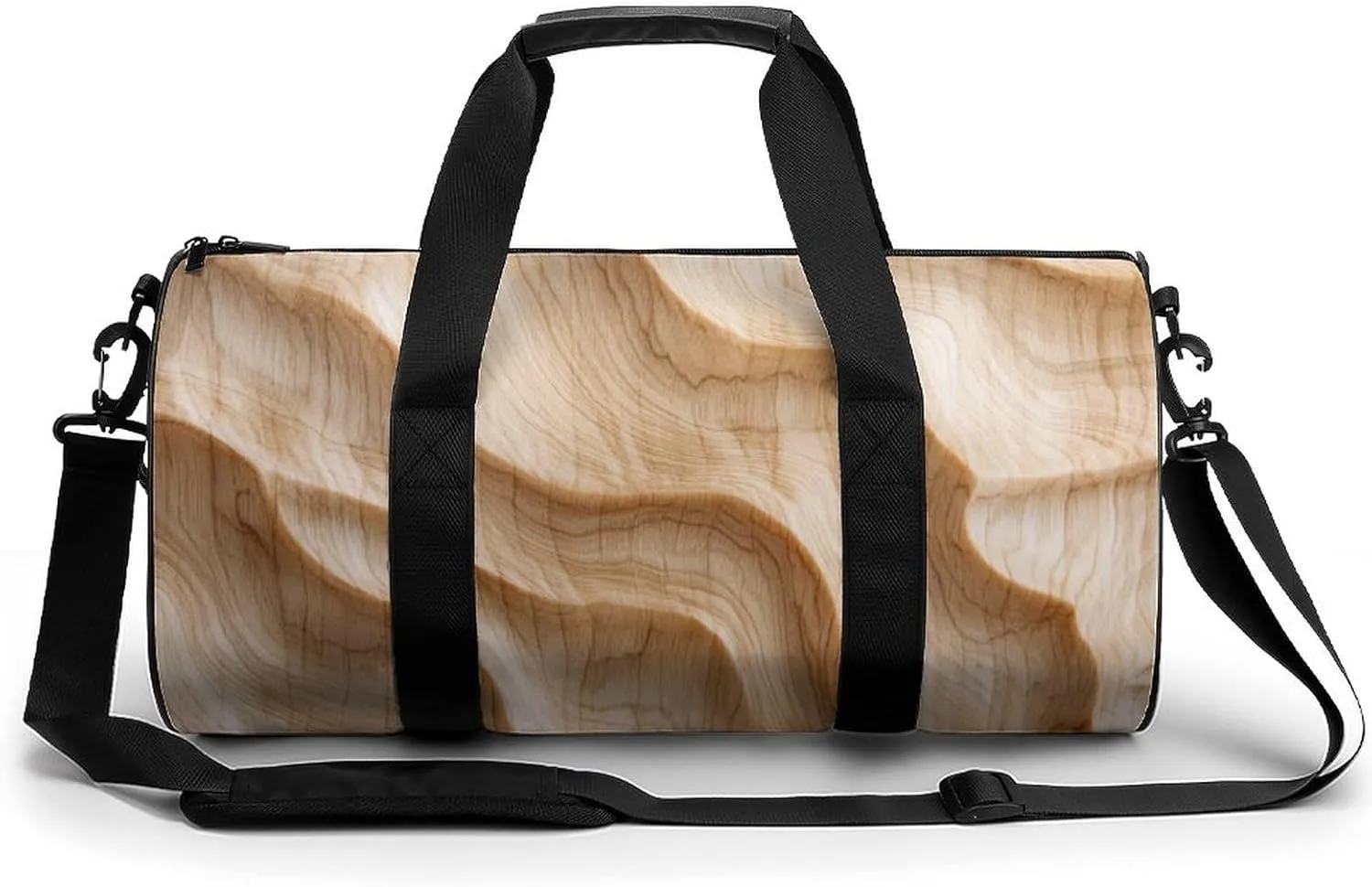 Blond Maple Wood Texture Travel Gym Bag for Women Men Cylindrical Duffle Bag Sport Workout Bag with Shoulder Strap