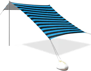 Blue-Black Line Designed UPF50  Protection Beach Cabana Tent Easy Setup Portable Sun Shelter with Sand Shovel for Backyard and Camping carpas para la Playa