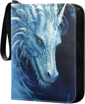 Blue Dragon Painting Card Binder, 400 Pockets Card Holder with 50 Sleeves, Sturdy Card Holder Folders for Game Cards & Sports Cards
