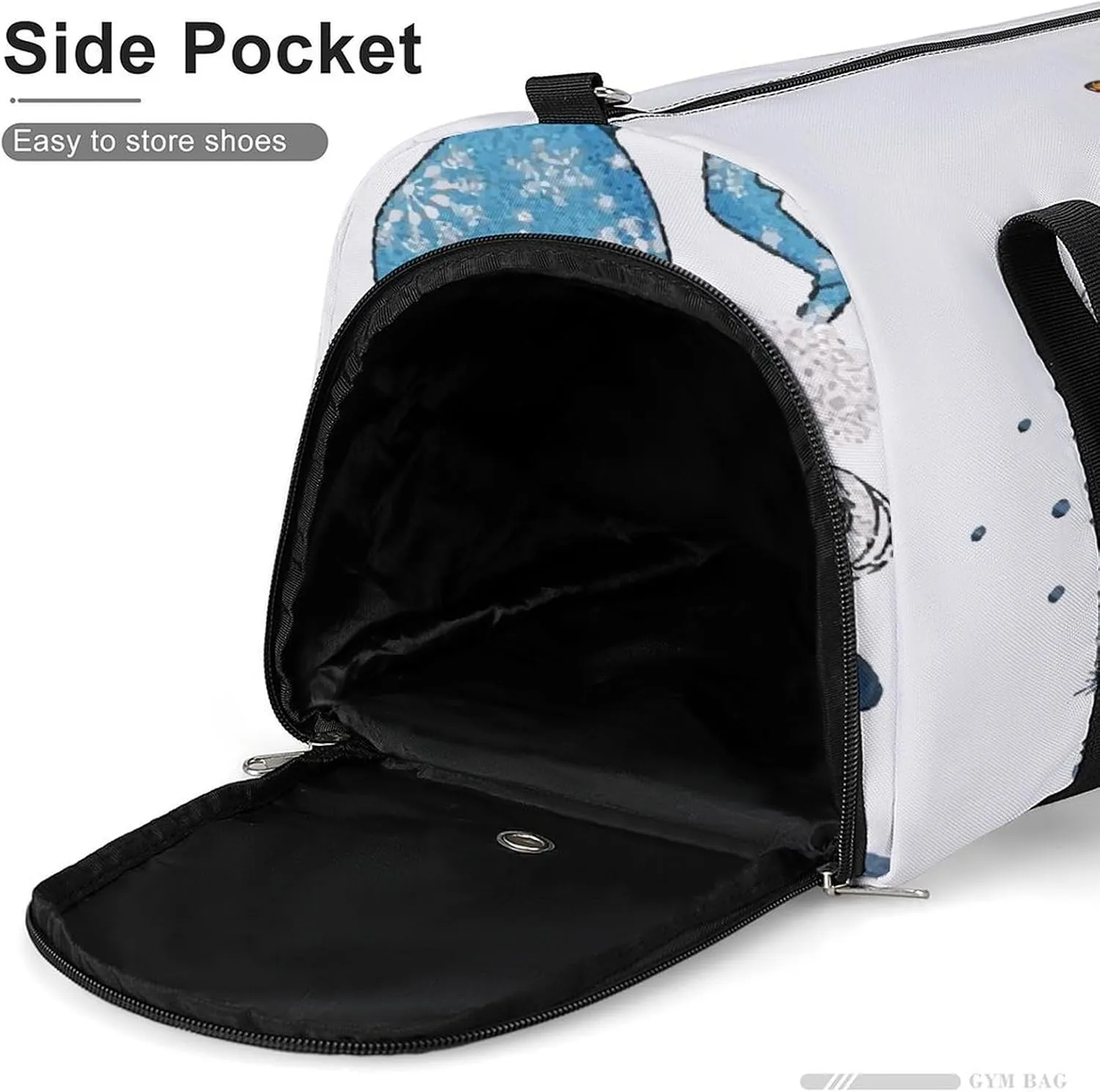 Blue Gnome Butterfly Watercolor Duffel Bag for Men Women with Shoe Compartment Waterproof Gym Travel