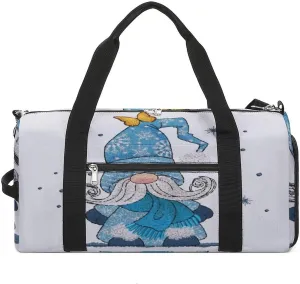Blue Gnome Butterfly Watercolor Duffel Bag for Men Women with Shoe Compartment Waterproof Gym Travel