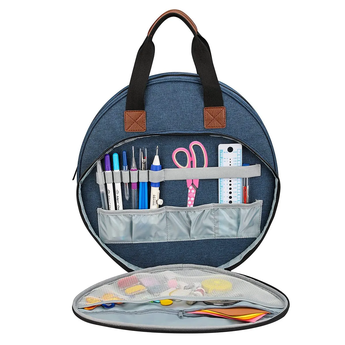 Blue Multi-Compartment Embroidery Bag - Keep Your Projects Organized