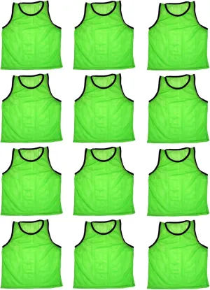 BlueDot Trading 12 Adult Mens Womans Unisex Sports Pinnie Scrimmage Training Vest, Nylon Mesh for Team Practice - For Soccer, Field Hockey, Lacrosse, Football, Basketball, COLOR: Green (12 Pack)