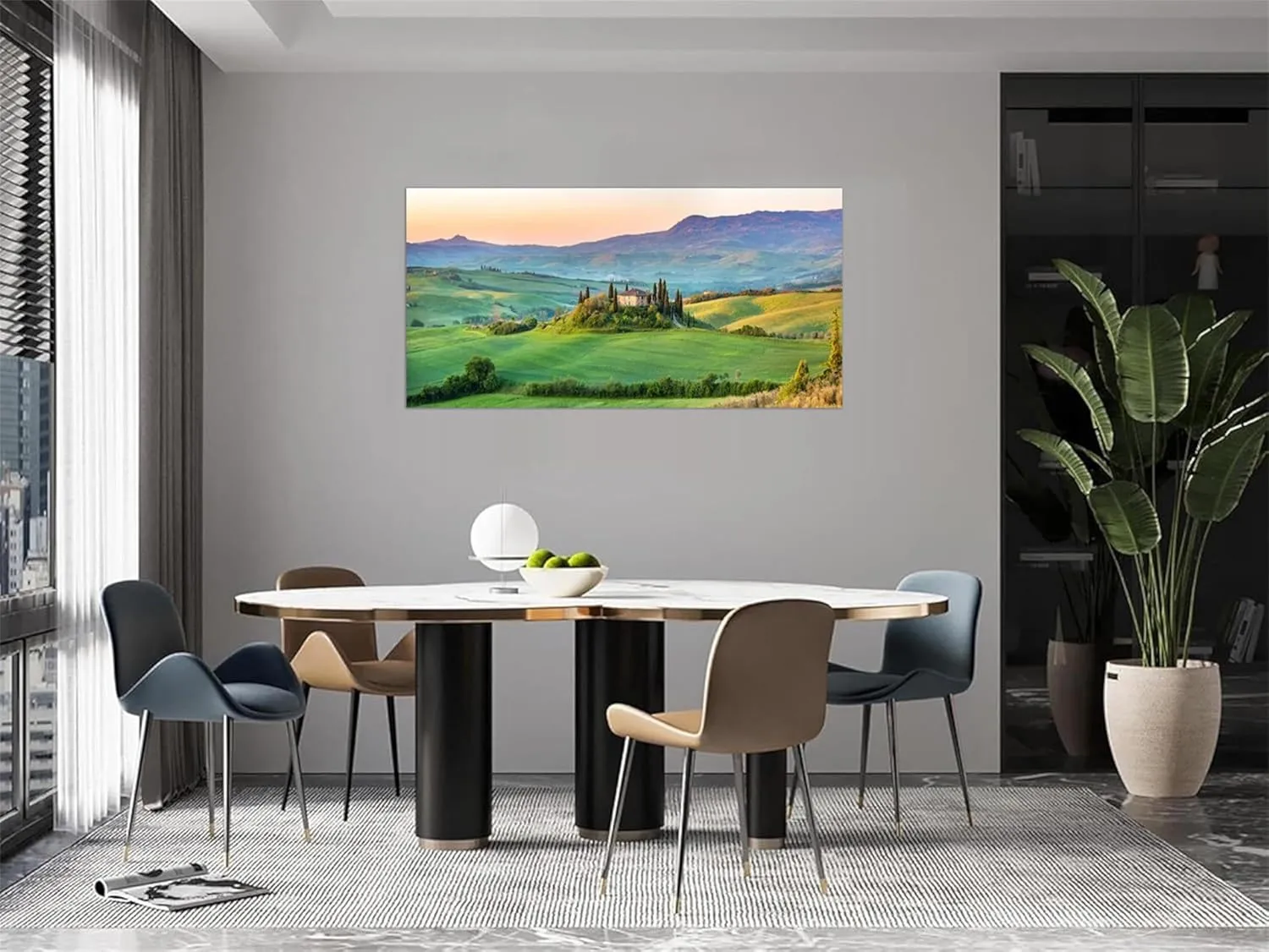 BMZFYBS Landscape Wall Art Picture-Prairie Tree-Scenery Canvas Prints-Nature Painting for Modern Living Room Bedroom Home Decor 70x140cm27x55in Unframed