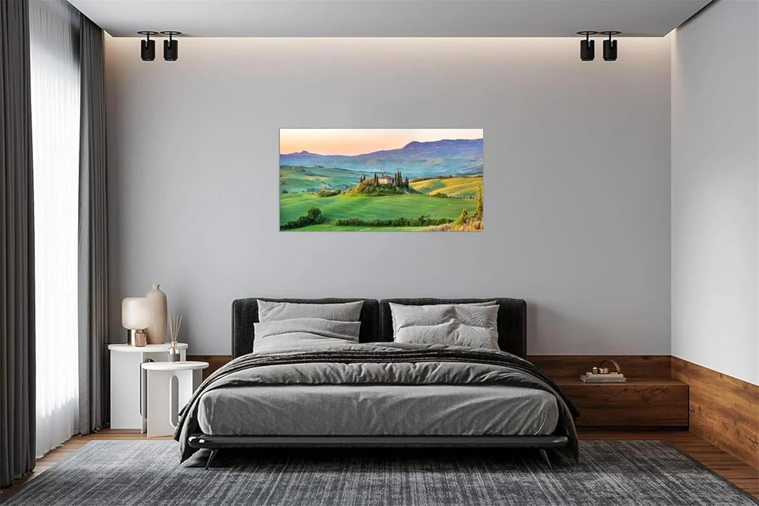 BMZFYBS Landscape Wall Art Picture-Prairie Tree-Scenery Canvas Prints-Nature Painting for Modern Living Room Bedroom Home Decor 70x140cm27x55in Unframed