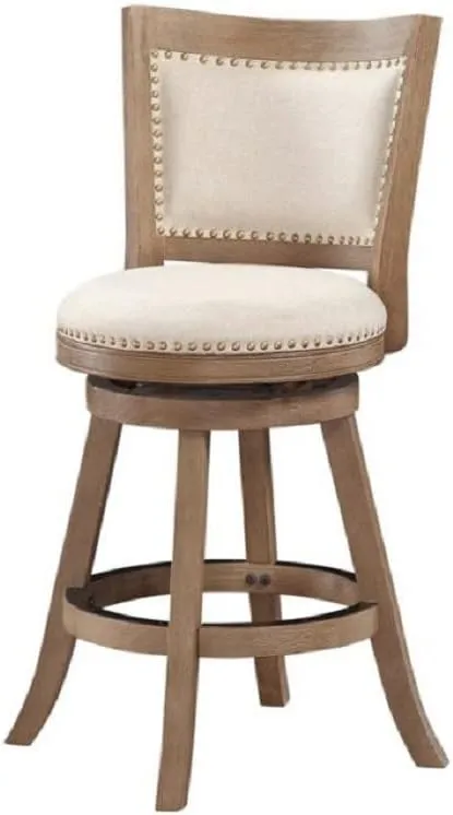 Boraam Melrose Counter Stool, 24-Inch, 1-Pack, Driftwood Wire-Brush and Ivory