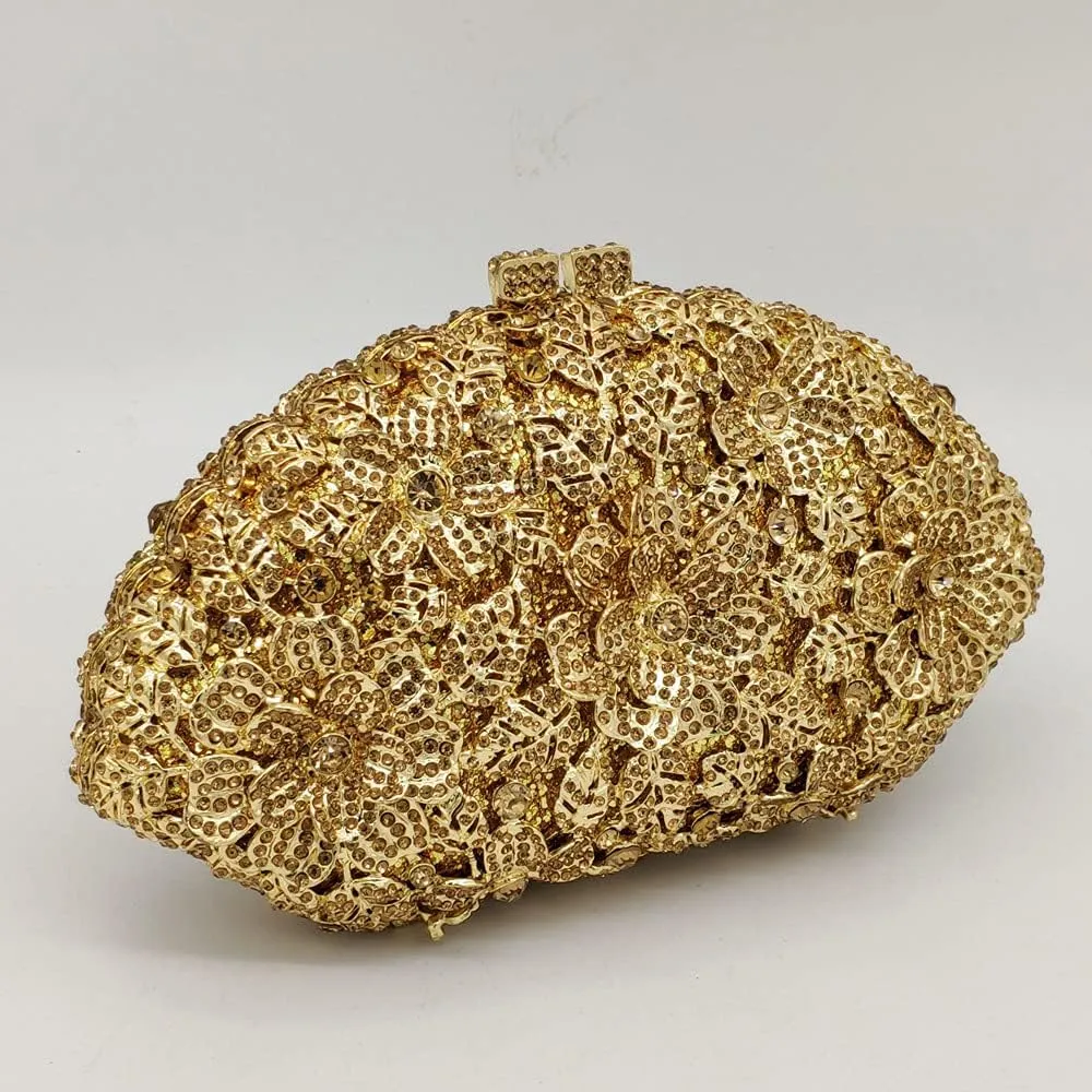 Boutique De FGG Flower Crystal Clutch Purses for Women Evening Bags Formal Wedding Handbag Party Rhinestone Clutch Bag,Mini