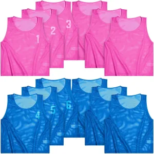 Boyiee Pinnies Scrimmage Vests, Nylon Mesh Team Practice Jersey Youth Pinnies for Sports Basketball Soccer Football