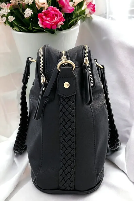 Braided Strap Multi-compartment Satchel