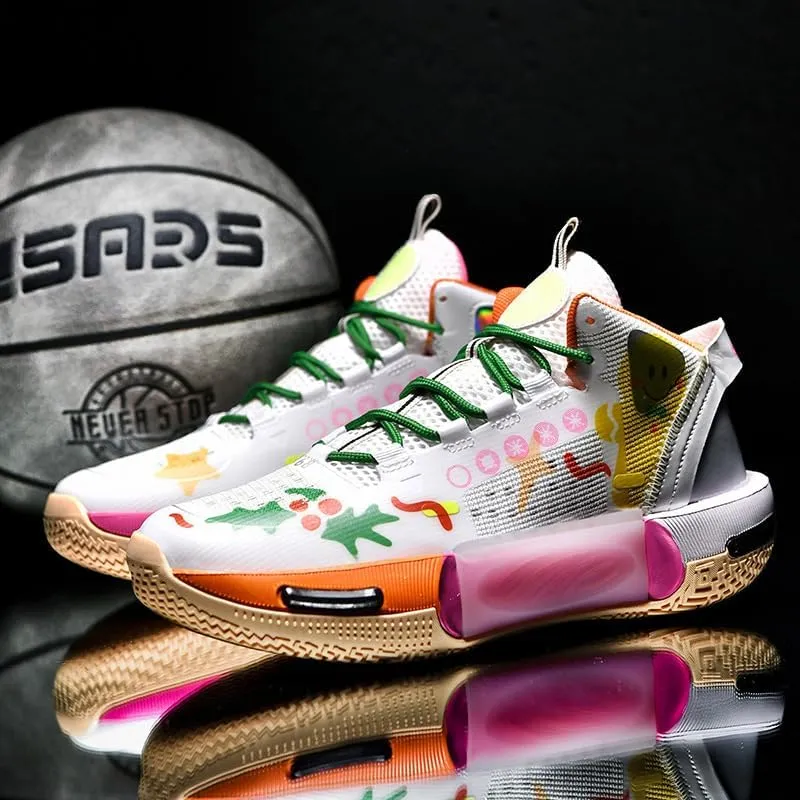 Breathable Hollow mesh Basketball Shoes Rubber Sole high Elasticity