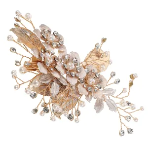 Bridal Hair Accessory Wedding Hair Pins Metal Leaf Pearl Clip for Bridal Shower