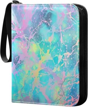 Bright Colorful Texture Card Binder 4-Pocket Leather Cover 400 Pockets Card Album Holder Removable Display Storage for Trading Cards, Game Cards, Collectibles