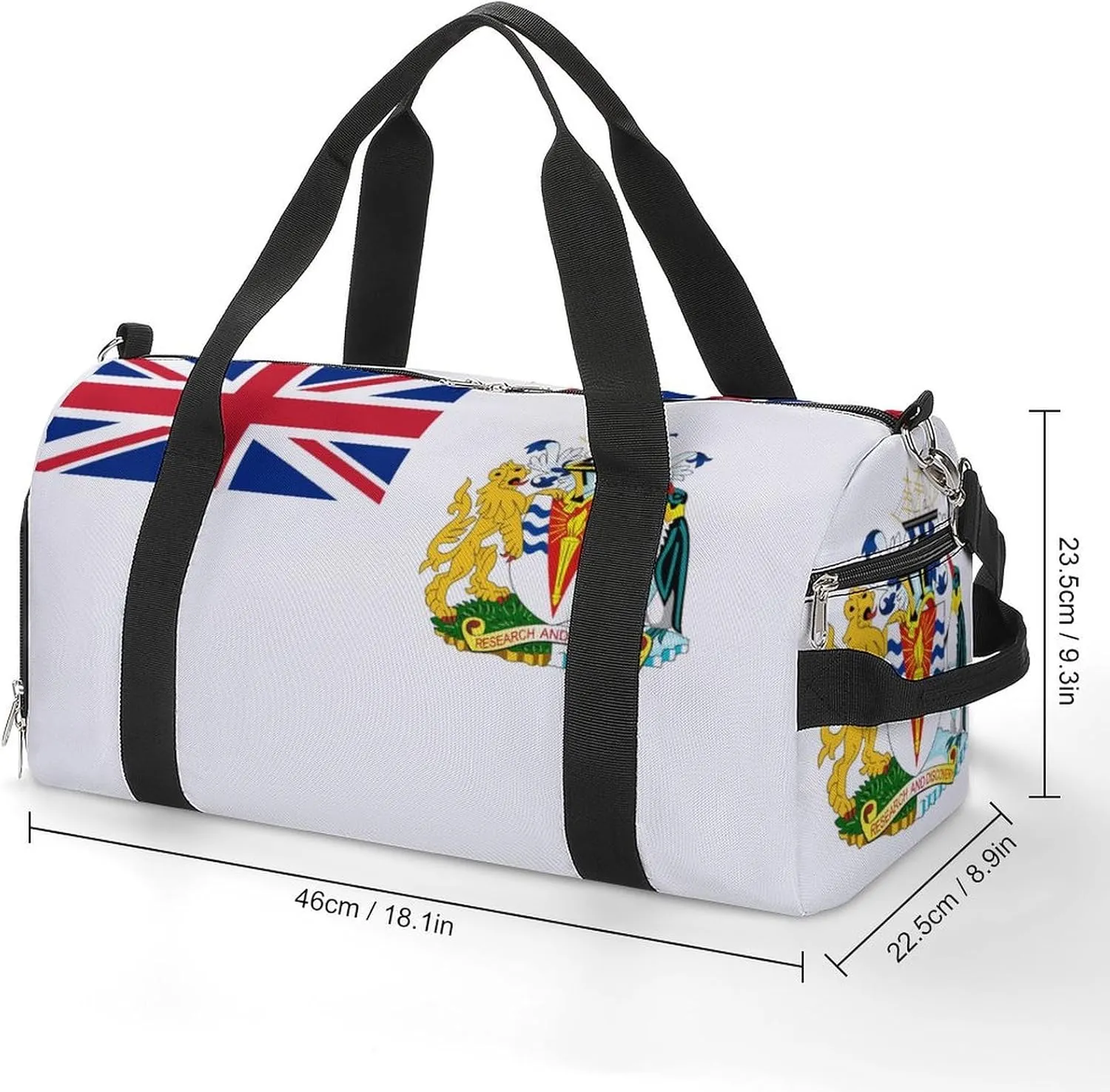 British Antarctic Territory Flag Gym Duffel for Boys Girls with Waterproof Shoe Compartment Tote