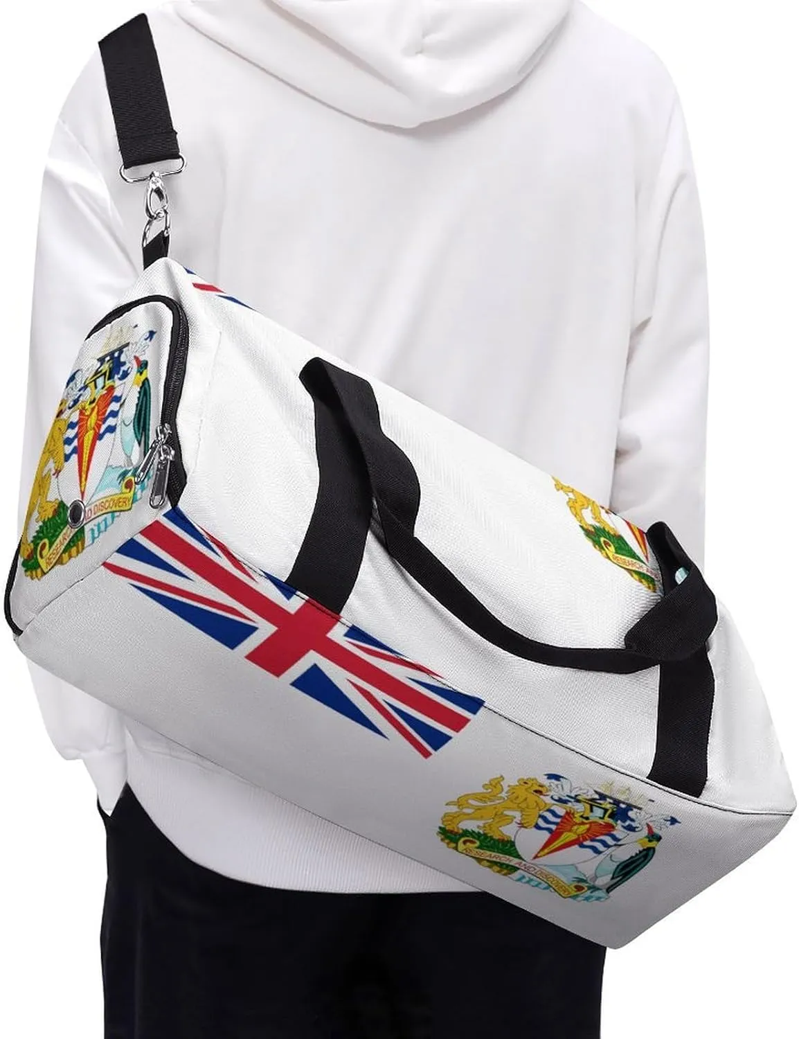 British Antarctic Territory Flag Gym Duffel for Boys Girls with Waterproof Shoe Compartment Tote