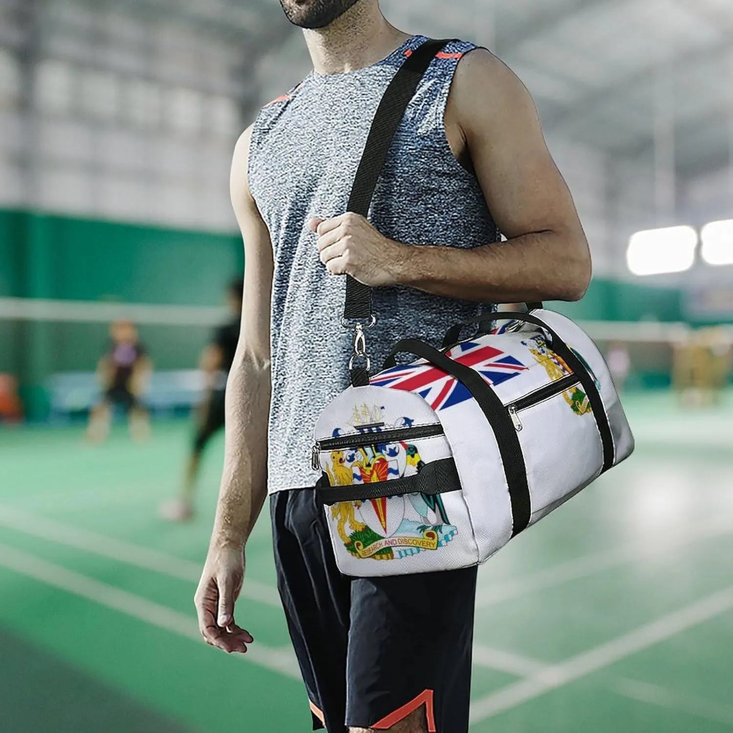 British Antarctic Territory Flag Gym Duffel for Boys Girls with Waterproof Shoe Compartment Tote
