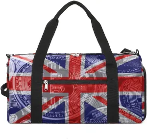 British Flag Bitcoin Gym Duffel Bag Waterproof with Shoe Compartment for Sports