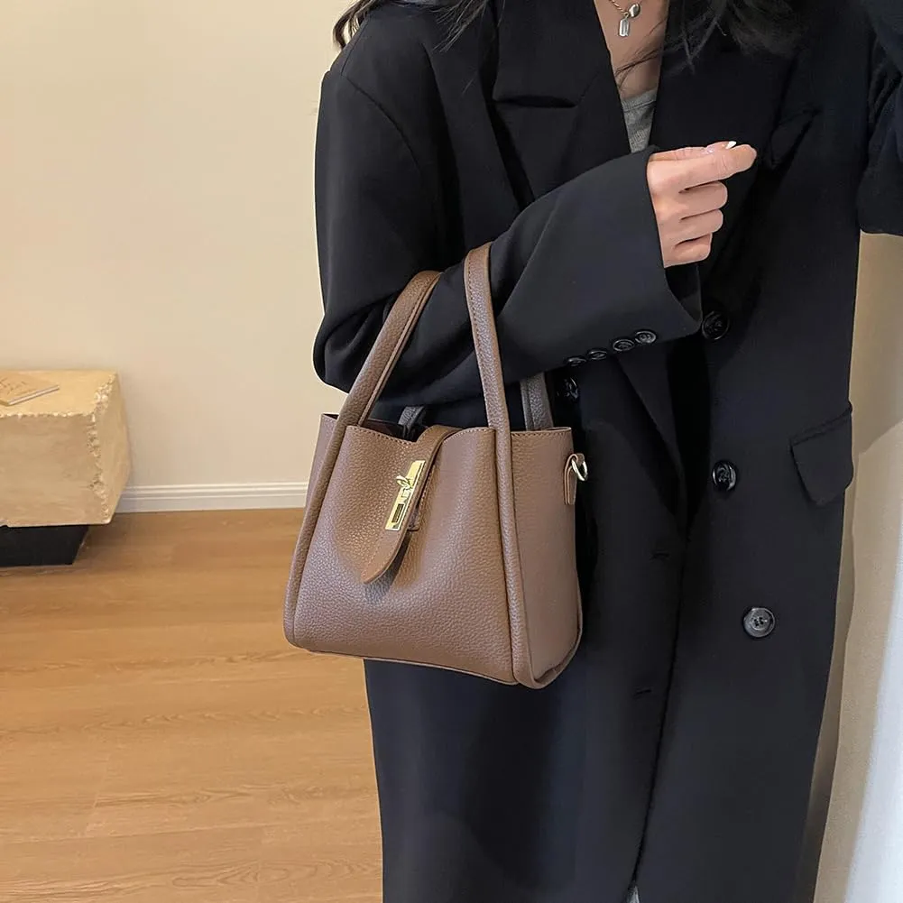 Bucket Bag for Women Leather Bucket Bags Trendy Bucket Purse Vintage Shoulder Bag Women's Tote Bags Handbags with Small Purse
