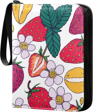 Burbuja Fruits Painting Card Binder, 4 Pockets Trading Card Binder, Portable Card Albums Fits 400 Cards with 50 Removable Sleeves for Sport Cards Game Cards