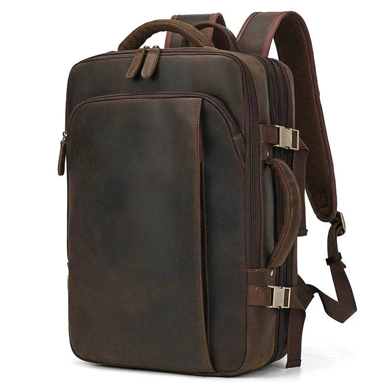 Business Leather Backpack Multifunctional Large Capacity Bag