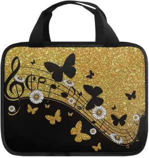 Butterfly Print Bible Cover Bible Case for Women Black Canvas Portable Zipper Bible Case with Built-in Pocket Handle