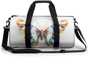 Butterfly Travel Gym Bag for Women Men Cylindrical Duffle Bag Sport Workout Bag with Shoulder Strap