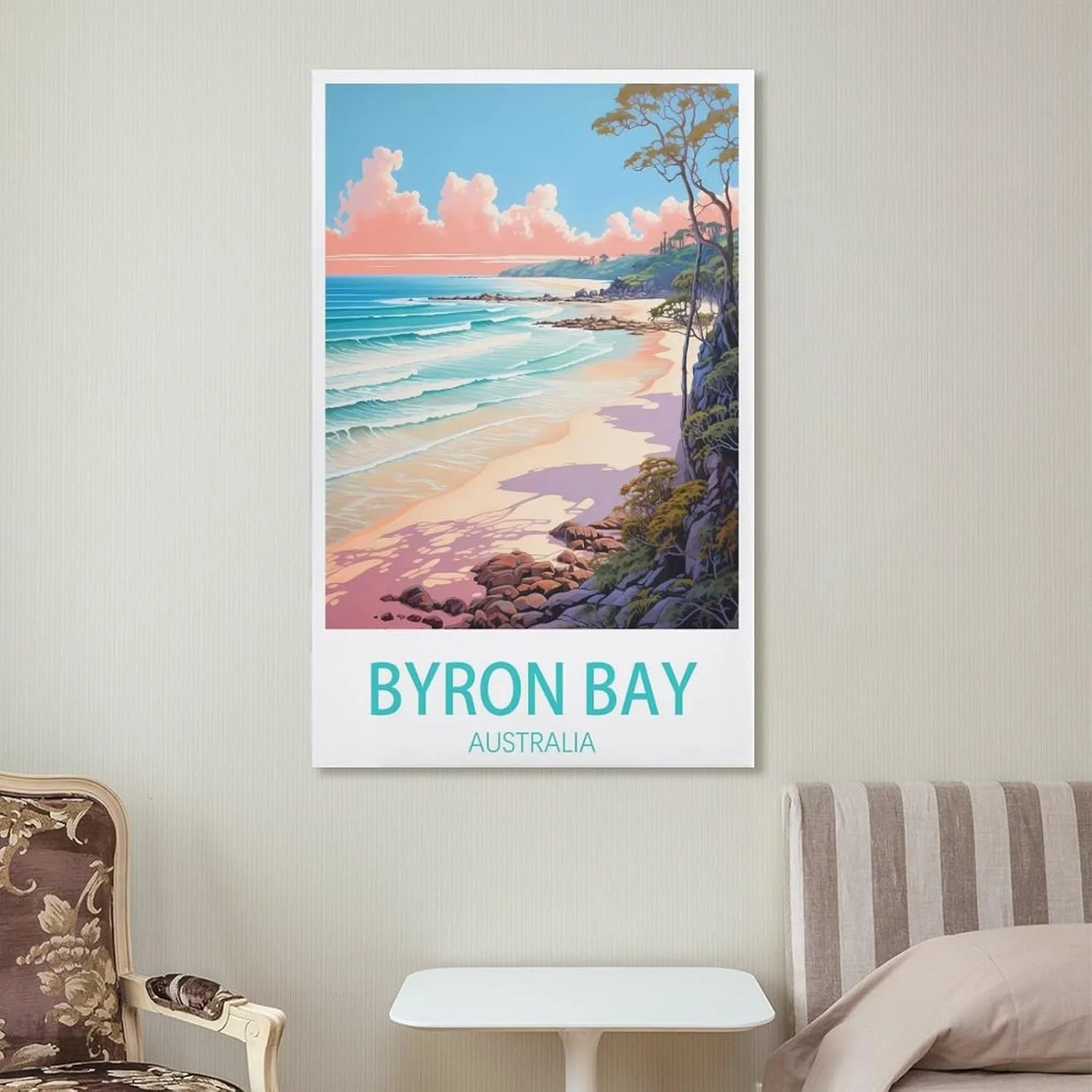 Byron Bay Australia Travel Poster Print Canvas Wall Art for Bedroom Living Room HD Print Posters 20x30inch(50x75cm)