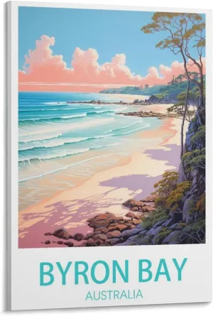 Byron Bay Australia Travel Poster Print Canvas Wall Art for Bedroom Living Room HD Print Posters 20x30inch(50x75cm)