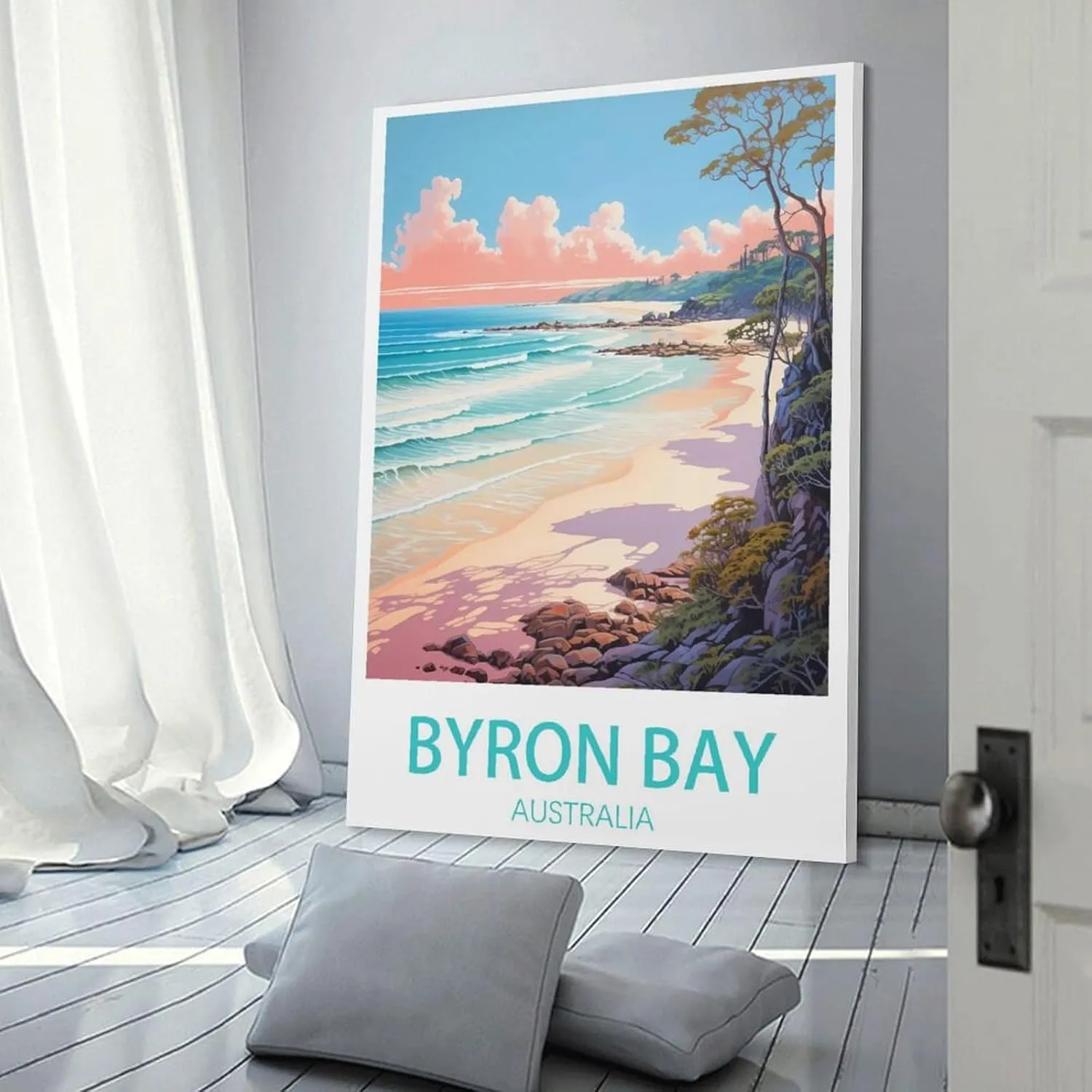 Byron Bay Australia Travel Poster Print Canvas Wall Art for Bedroom Living Room HD Print Posters 20x30inch(50x75cm)