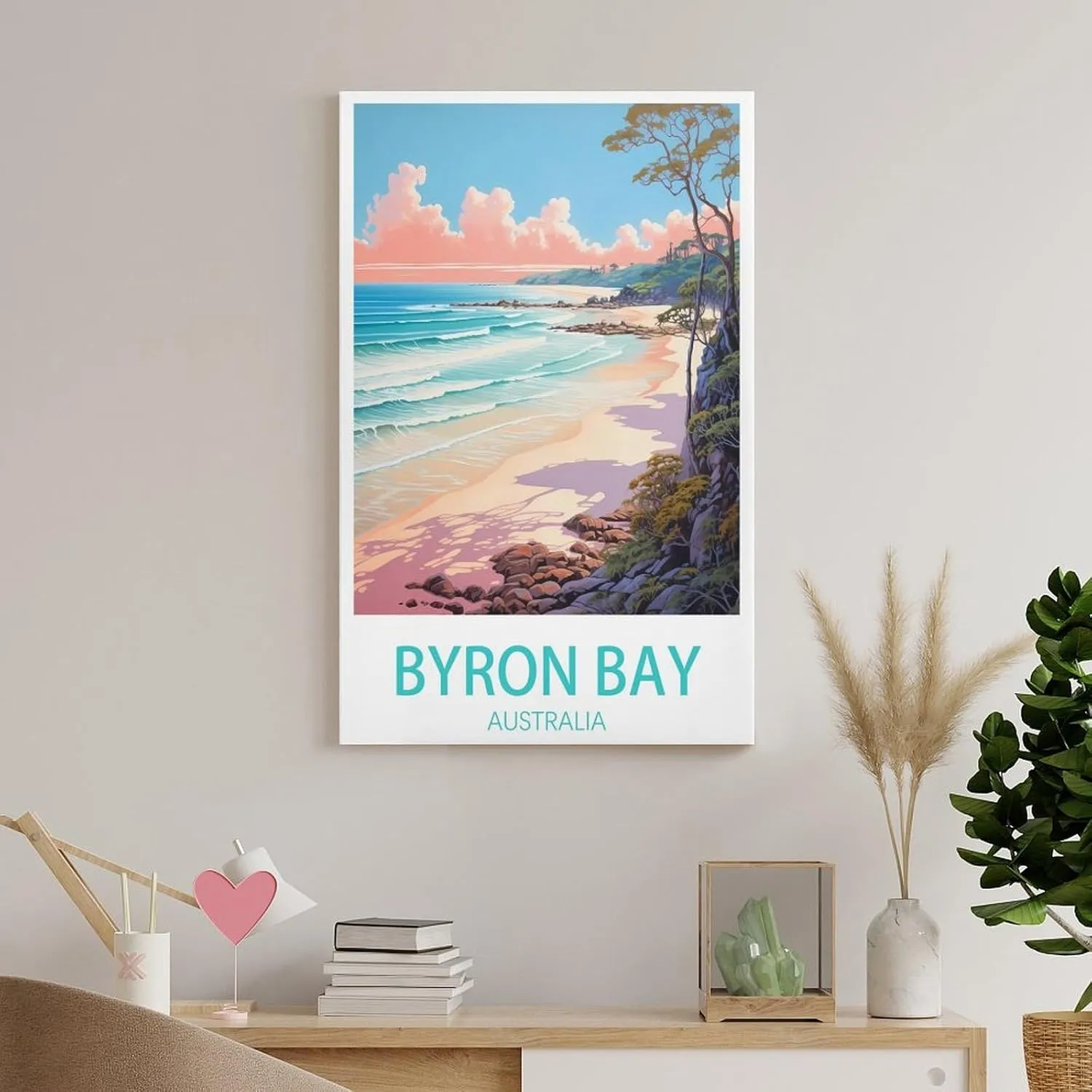 Byron Bay Australia Travel Poster Print Canvas Wall Art for Bedroom Living Room HD Print Posters 20x30inch(50x75cm)