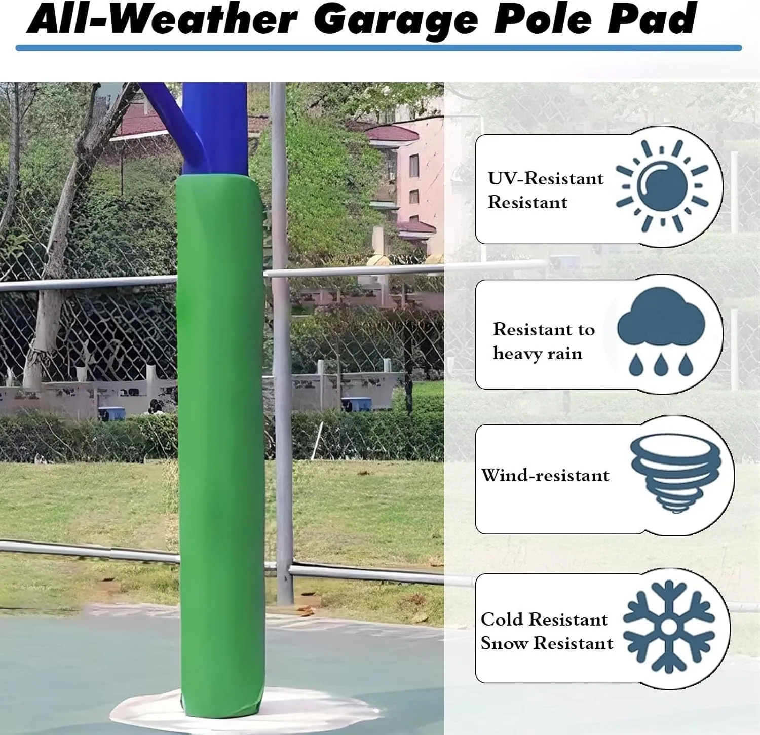 BYZOMU Heavy Duty All-Weather Basketball Pole Padding Wrap, PU Leather Waterproof Play Ground Post Pads for Round Football Volleyball Rods & Garage Basement Columnar, Universal