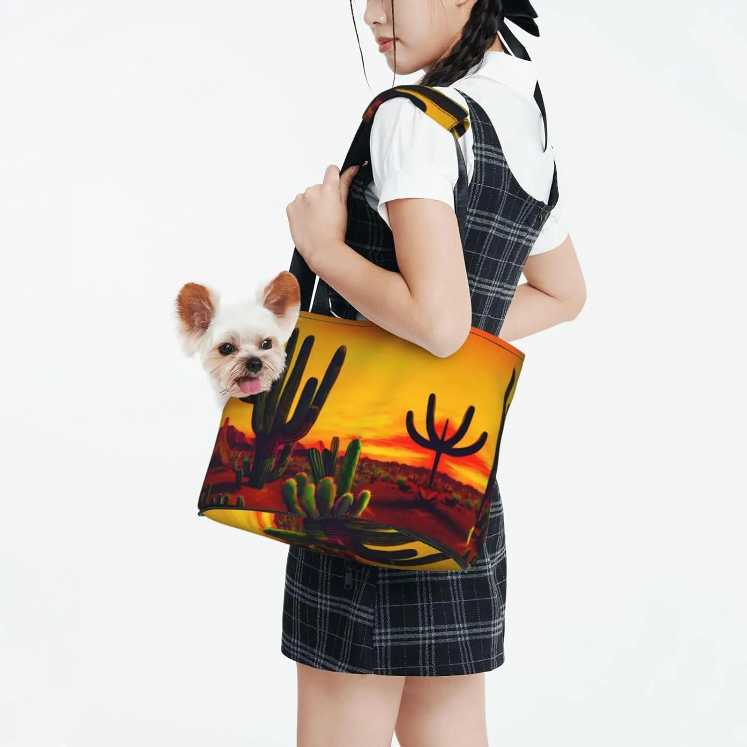 Cactus in Desert Stylish and Portable Pet Crossbody Bag - Pet Tote Bag for Small Dogs - Pet Tote Bag, Crossbody Bag for Petsï¼Œ